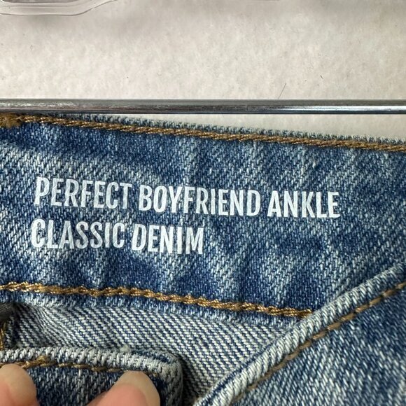 Torrid  Boyfriend Jeans Womens 16 short Ankle Blue high‎ Rise Stretch raw hem - Picture 3 of 6